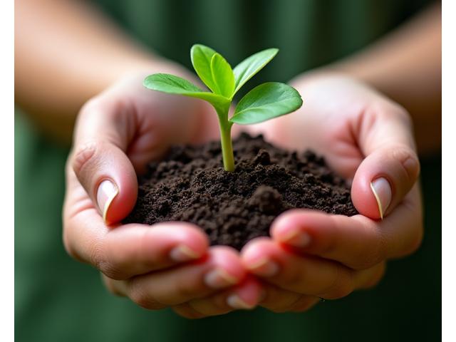 Person's hands gently touching a plant, symbolizing mindfulness and connection to nature